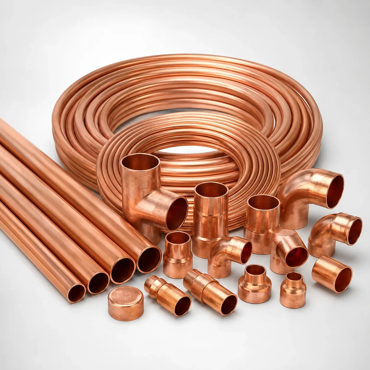 Copper pipes and fittings for HVAC and refrigeration supply